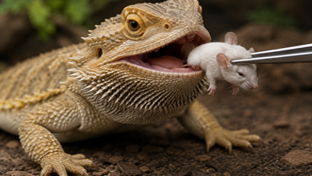 Reptil bekommt Frostfutter mit einer Pinzette angeboten